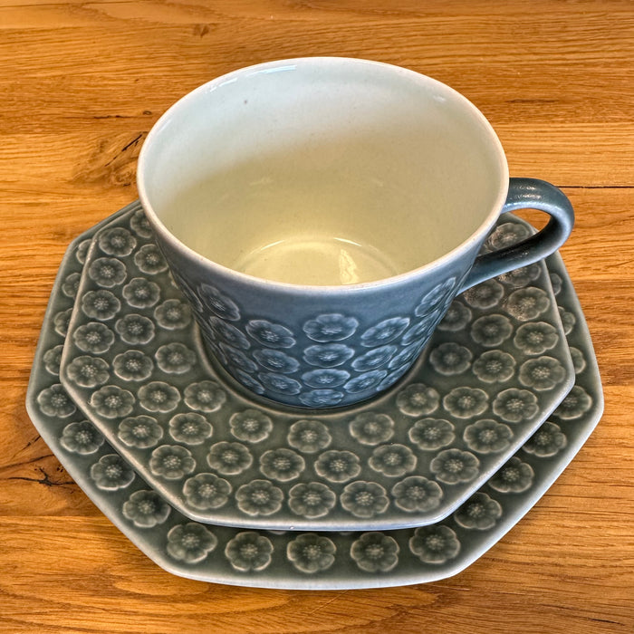 J.H. Quistgaard Azur Tea Cup Trio, vintage